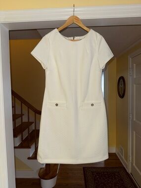 Tommy Hilfiger Cream Textured Short-Sleeve Mini Dress